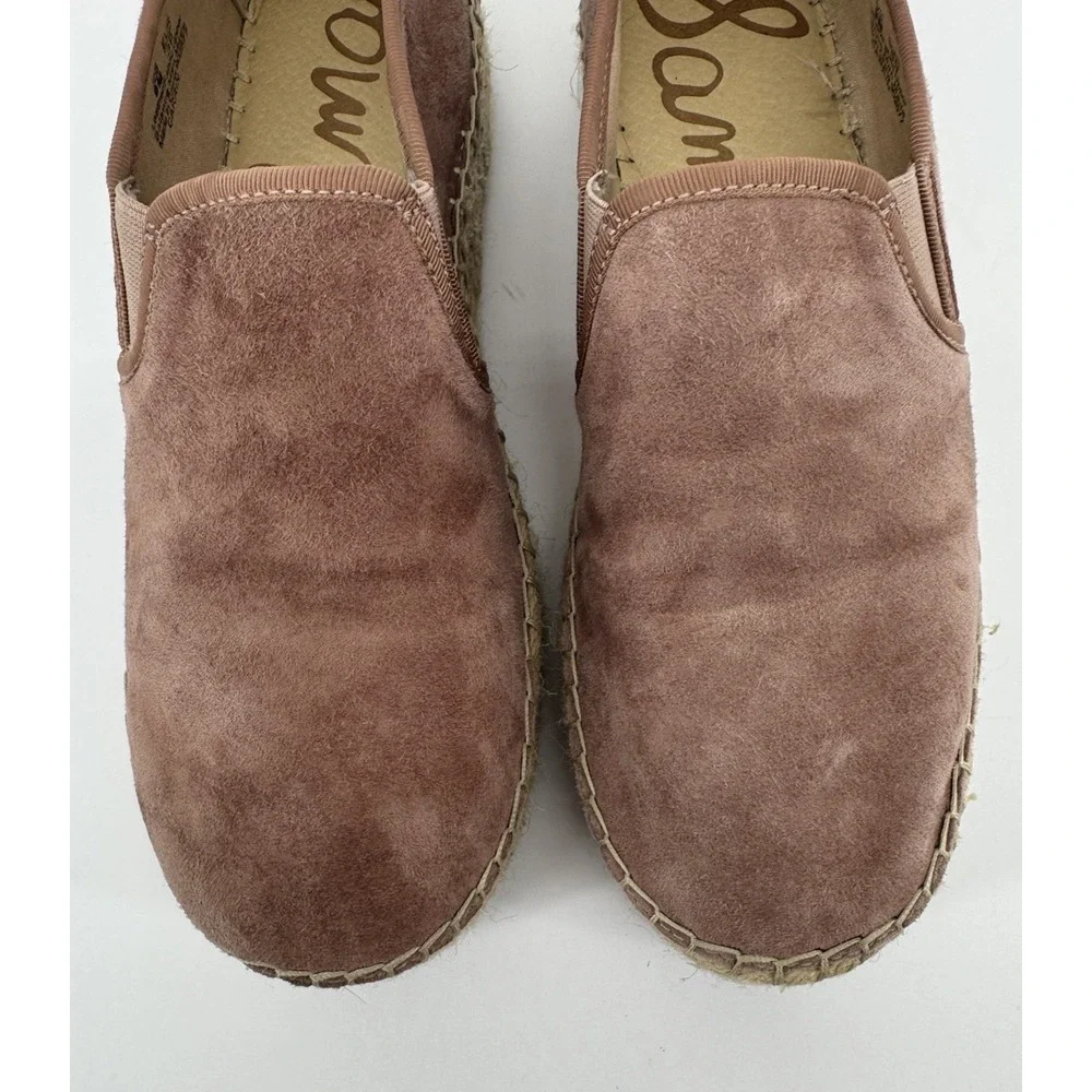 Sam Edelman Suede Espadrille Flats Womens 9M EU 39 Pink Blush Mauve Slip On Shoe